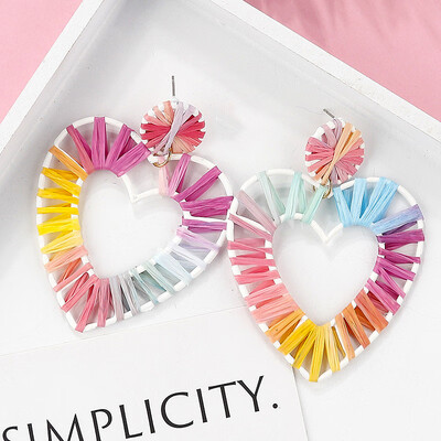 

Flashbuy Heart Handmade Rattan Statement Earrings for Women Rafite Earrings Pendientes Fashion Girls Jewelry Party Accessories
