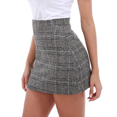 

Roseonmyhand Fashion Women Sexy Casual Easy Plaid Print British Style Short Skirt
