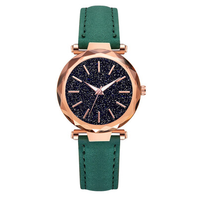

Womens quartz watch rose gold frame starry dial decorative female student