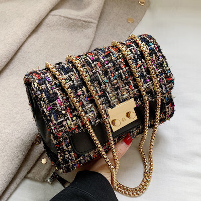 

Womens bag 2019 new fashion Korean version fashion woven chain single shoulder bag slanted small square bag