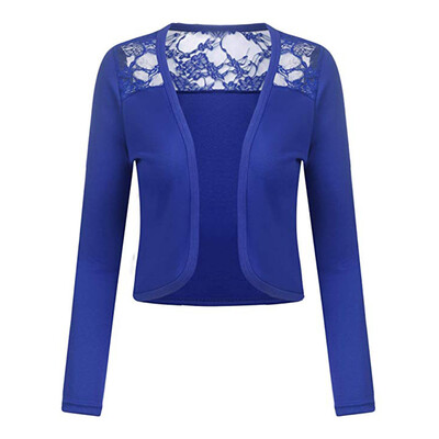

Toponeto Womens Long Sleeve Lace Cropped Open Front Cardigan Blazer Coat