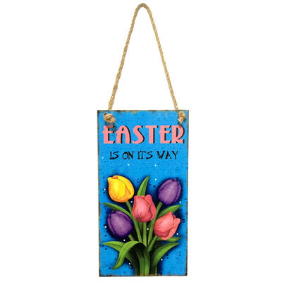 

Tulips Easter Plaque Hanging Board Wall Art for Easter Day Home Supplies