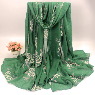 

Spring&Autumn plum blossom hand-embroidered silk scarf cotton scarf dual-use summer sunscreen female shawl national style literary fan