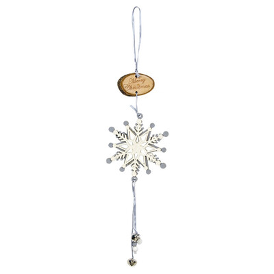 

Christmas Decorations Wood Carving Snowflake Ornament With Christmas Bell Pendant Festive Party Supplies
