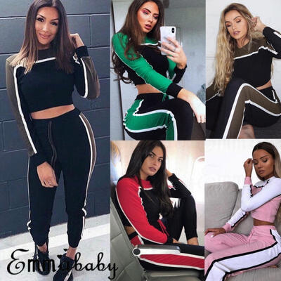 

2Pcs Womens Sportswear Jogging Hoodies Sport Tops Pants Tracksuit Sweatshirt