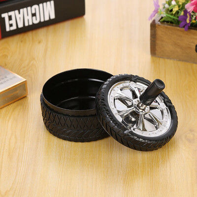 

Greensen Car Tire Rotating Style Fashion Round Stainless Steel Press Up Smokeless Ashes Holder
