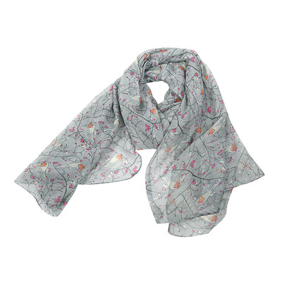 

Gobestart Women Ladies Long Cute Winter Christmas Robin Bird Patten Print Scarf Wrap