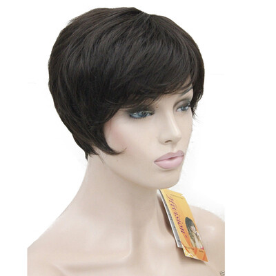 

StrongBeauty Short Straight Wig Darkest Brown Ladys Synthetic Hair full Wigs