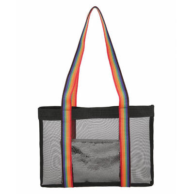 

2pcsset Striped Mesh Large Shoulder Handbags Women Eco-friendly Clutch