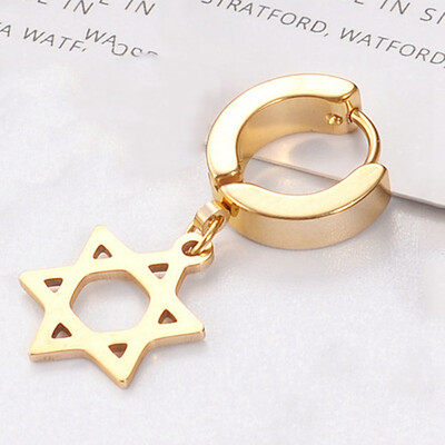 

Punk Men Cross Star Pentagram Pendant Hoop Earring Party Jewelry Gift