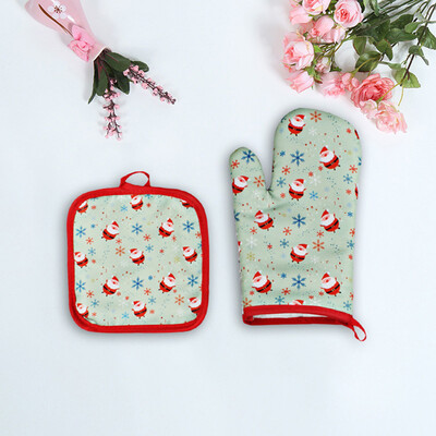 

Gobestart Christmas Baking Anti-Hot Gloves Oven Microwave Insulation Mat Xmas Supply