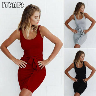

US Women Evening Cocktail Party Short Dress Sleeveless Bandage Bodycon Dress