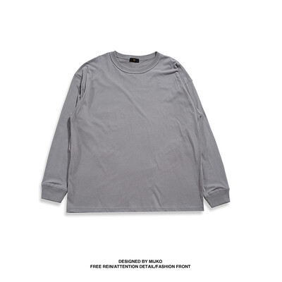 

MIJKO Mens&Womens Autumn New Open Fork Clothes Washing Water Retro Wind Anti-turning Workers Wear Loose Long Sleeve T-shir