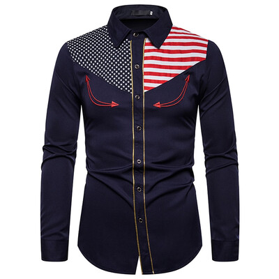 

Tailored Mens New Autumn Style Fashion Embroidered Long Sleeve Printed Shirt Blouse