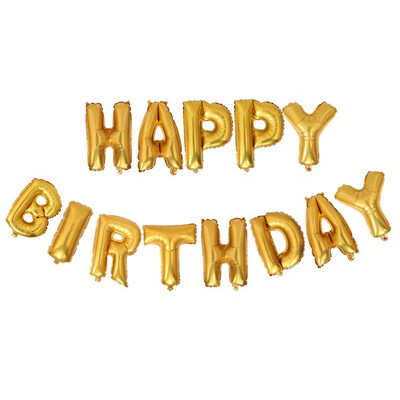 

FUNNYBUNNY 16 inch Happy Birthday Banner Balloons Foil Letters Mylar Balloons for Birthday Party Decoration