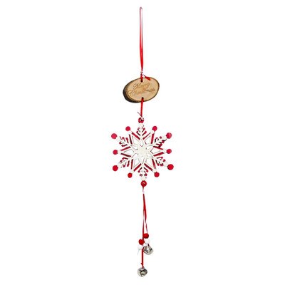 

Christmas Decorations Wood Carving Snowflake Ornament With Christmas Bell Pendant Festive Party Supplies
