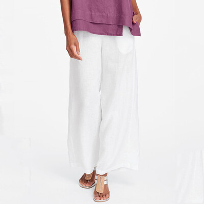 

Tailored Fashion Women Solid Cotton And Linen Vintage Casual Trouser Ankle-Length Pants