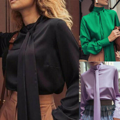 

Womens Autumn Casual V Neck Loose Tops T Shirt Button Long Sleeve Blouse New