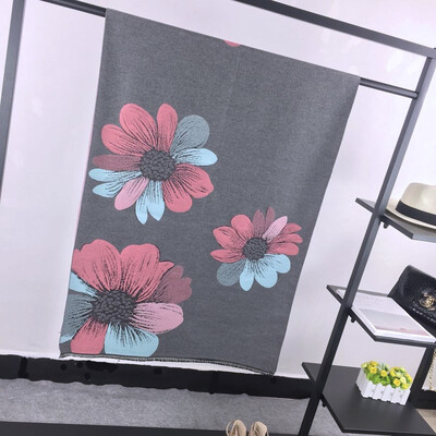 

2018 imitation cashmere sun flower scarf female winter Korean version of the wild simple trend young British shawl