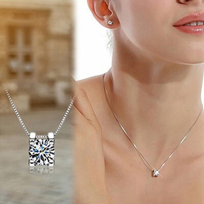 

Women Cubic Zirconia Pendant Silver Plated Drop for Necklace Chain Jewelry Gift
