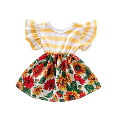 

US Summer Newborn Kids Baby Girl Cute Princess Flower Dress Party Casual Dress