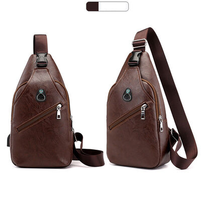 

2019 New Style Fashion Hot Mens PU Leather Cycle Sling Pack Satchel Solid Zipper Bag Small Day Waist Packs