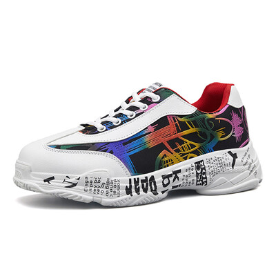 

2019 mens sneakers Graffiti shoes comfortable casual Mens Fashion Breathable Lace-up Sport Walking Shoes Sneakers