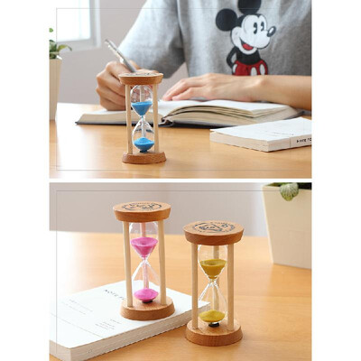 

Hourglass Sand Timer 3 Minutes Sand Clock Round Watch Glass Wood Timer