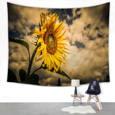 

Gobestart Summer Sunflower Print Home Tapestry Wall Hanging Wall Decoration 150x130cm