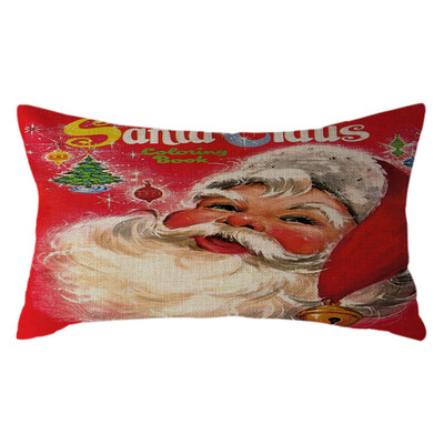 

Tailored Christmas Santa Claus Pillow Case Linen 30x50cm Throw Cushion Cover Home Decor