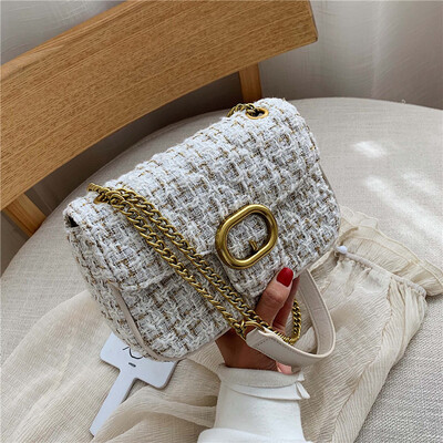 

French small bag female new fashion Messenger bag foreign gas chain bag weaving small square bag tide