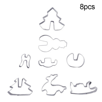 

8Pcs 3D Christmas Tree Stainless Steel Biscuit Cookie Cutters Molds Cake Decor