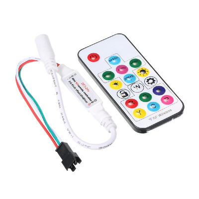 

DC 5V-24V Mini Wireless 17 Keys RF Remote Controller with Lock Function 300 Kinds of Color Changes for WS2812 WS2811 SK6812 RGB LE