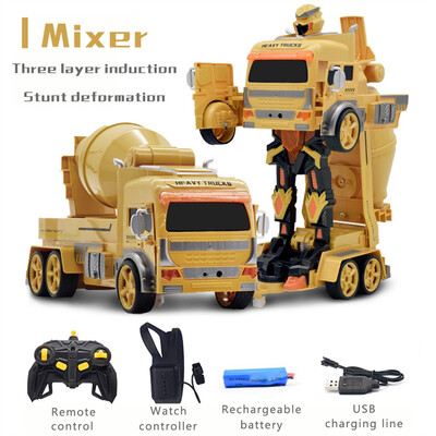 

Siaonvr 112 Gesture Sensing Deformation Car Watch Engineering Car Robot Electric Toy