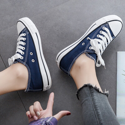 

2019 fall new version of the Korean version of small white canvas shoes womens shoes flat soles students cloth shoes black b
