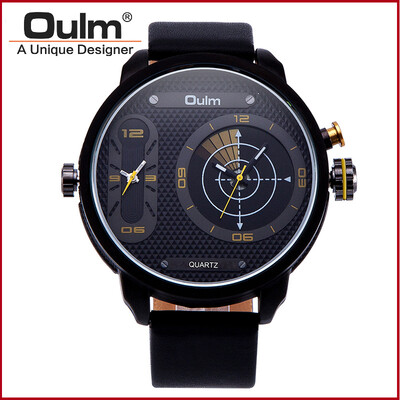 

New OULM fashion sports mens watch double movement leather quartz watch 3221B factory direct