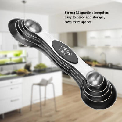 

Greensen 5PCS Stainless Steel Measuring Spoons Seasoning Spice Magnetic Double Heads for Cooking