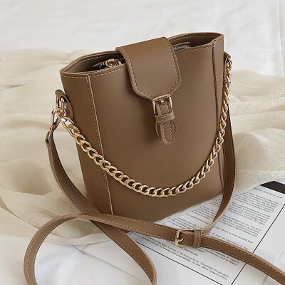 

French minority air texture bag 2019 new tide 100 chain slanted single shoulder bucket bag