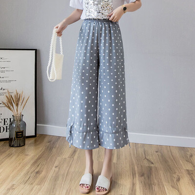 

Vintage Dot Printing Wide Leg Pants Women High Waist Loose Trousers Candy Color Lace Up Leg Female Streetwear Casual Pants
