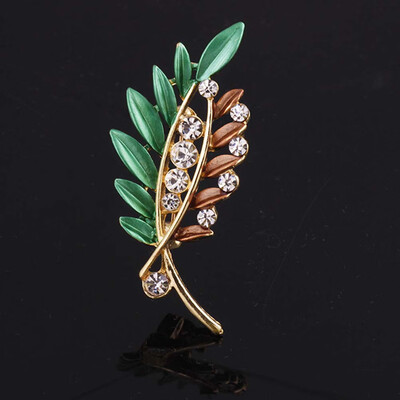 

Fashion Vintage Brooch Pins Leaves Brooches Rhinestone Jewelry For Women