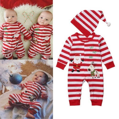 

Xmas Toddler Baby Boy Girl Romper Bodysuit Playsuit Jumpsuit Hat Clothes Outfit