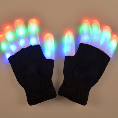 

〖Follure〗Fashion Cool LED Rave Flashing Gloves Glow 6 Mode Light Up Finger Lighting Black