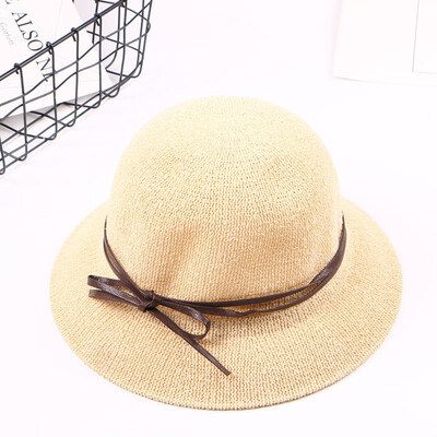 

South Korean bow cotton hemp bowl Hat Womens dome folding sun hat sun protection outdoor fisherman hat solid color bowl hat