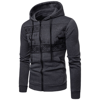 

Mens Hooded Jackets Plus Size Printed Zipper Autumn Winter Casual Hoodies Tops