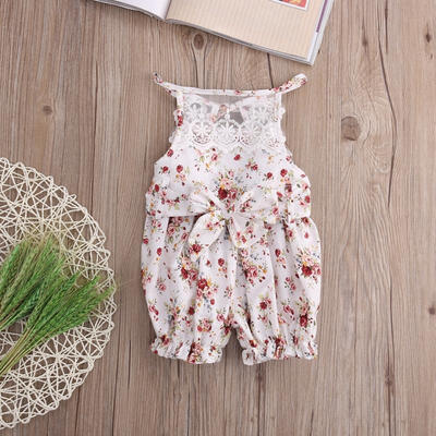 

Baby Girls Lace Romper Flower Gold Dots Bodysuit Romper Jumpsuit Outfits Onesies Sunsuit