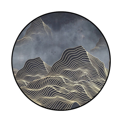 

Gobestart Abstract Blue Mountain Ink Painting Printed Soft Fabric Round Floor Mat Carpet