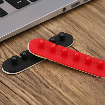 

CC-595 Multipurpose Desktop Phone Cable Winder Earphone Clip Charger Organizer Management Wire Cord Fixer ABS Holder 5 Slot Strip