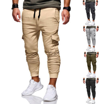 

HOT Mens Casual Cargo Pants Fitness Gym Trousers Running Joggers Gym Tracksuit