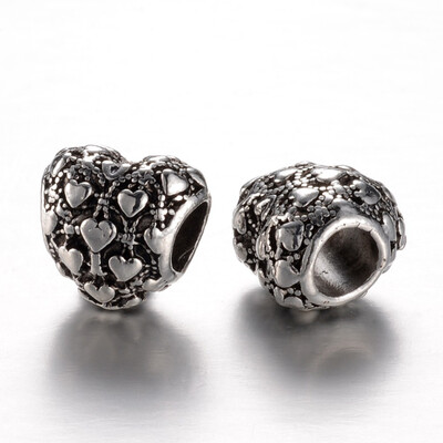 

Alloy European Beads Large Hole Beads Heart Antique Silver 11x115x9mm Hole 5mm