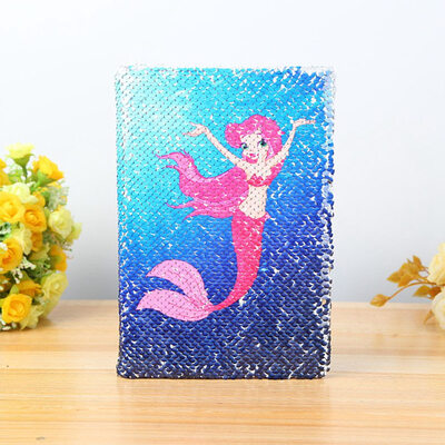 

Creative Cartoon Mermaid Notebook 78 Sheets Fashion Office Supplies Notepad Daily Memos Sequins Hardcover Notebook